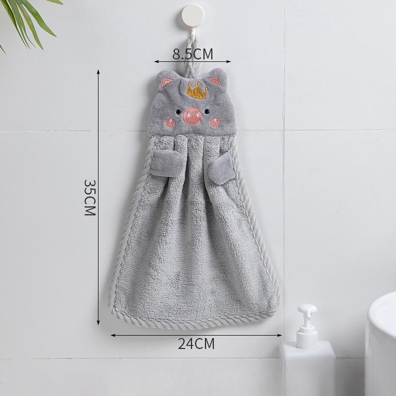 

Полотенце с поросенком, домашнее можно повесить, впитывающее кухонное полотенце, ленивая тряпка, протирание, полотенце для рук, однотонное детское полотенце для рук 8.5*35*24cm серый