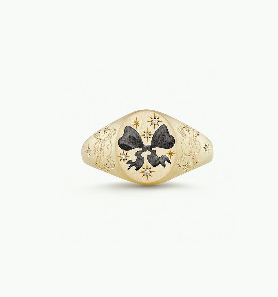 Titanium Steel Fashion Light Luxury Painted Seal Statement Ring Butterfly Love Rabbit Flower Personality Design Sense 18K