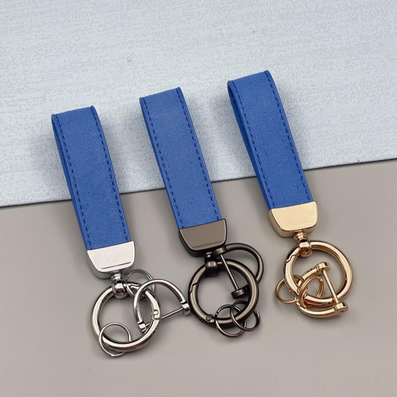Personalize Name Number Suede Leather Car Keychain Business Gift Laser Custom Logo Leather Bag Keyring Men Women Key Chain Ring