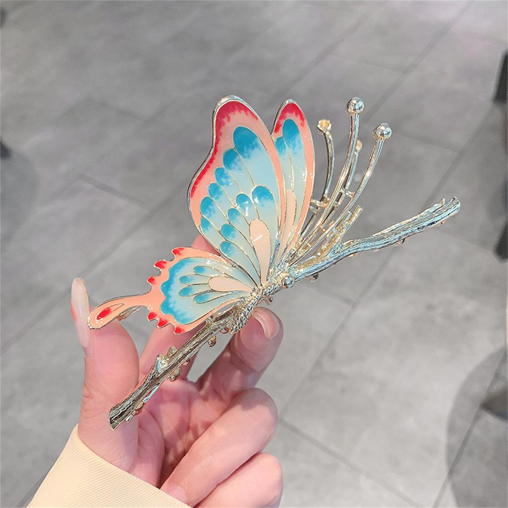 Women Vintage Painted Butterfly Hair Claws Luxury Hair Clips Barrette Headwear Shark Hair Clip