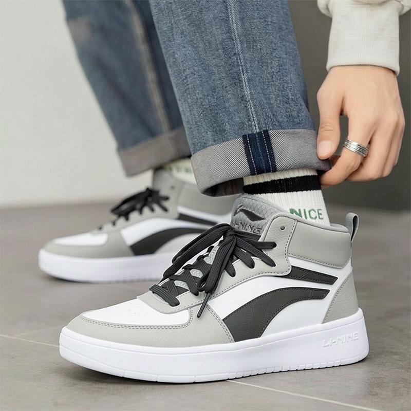 Men's Sneakers Li-Ning Skate Shoes Men's High-top Lunar Surface Gray/Standard White/Obsidian Gray
