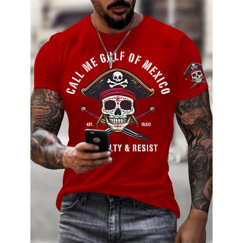 NEW Mens Gulf Of Mexico Print T Shirt Summer Short Sleeve TShirts Casual Tops