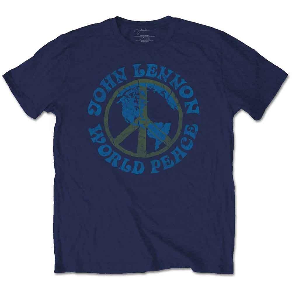 John Lennon World Peace T-Shirt Blue New Unisex T-Shirt M