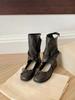 Grape Mother Has the Same Fashionable Square Round Head Bow, Shallow Mouth Mary Jane Medium Boots Temperament Casual Versatile Cool Boots Women