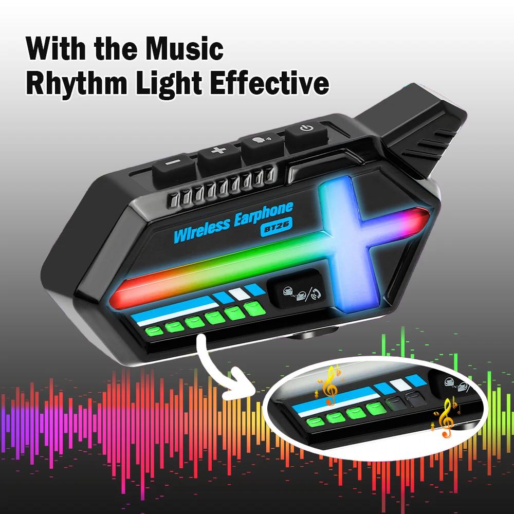 800M Full Duplex Motorcycle Helmet Intercom Headset 5.4 Bluetooth Intercomunicador Waterproof with Voice Assistant Ambient Lamp