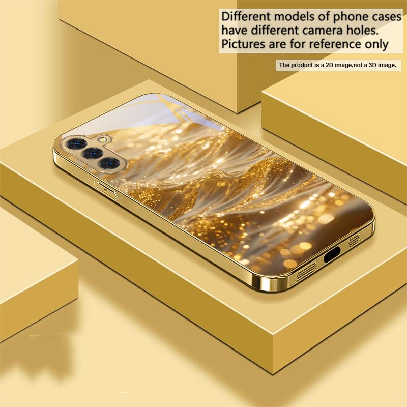 Goldene Landschaft Für Samsung A 31 32 A33 A34 35 14 A15 13 16 25 26 50 52 53 54 55 56 70 71 72 73 Goldene Glas-Handyhülle