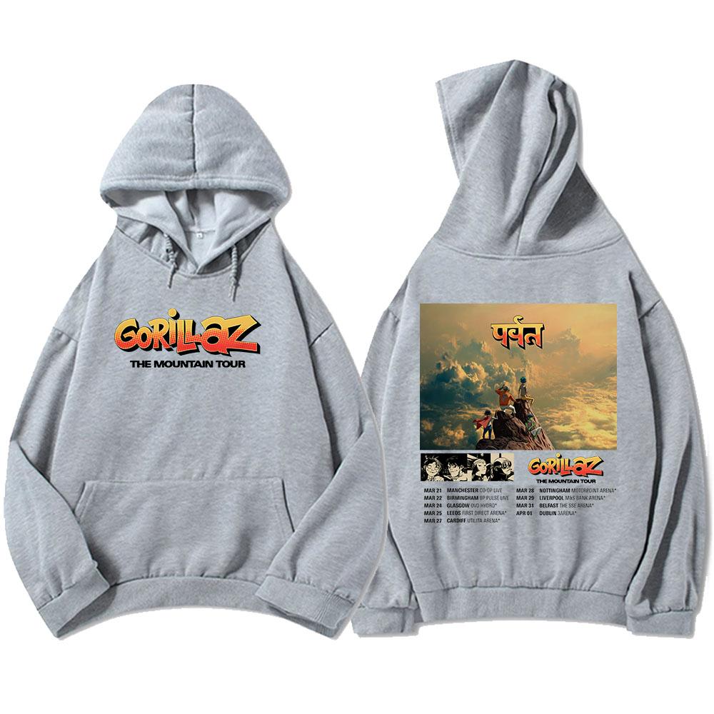 Gorillazs The Mountain 2026 Tour Mikiny Módní Mikiny s dlouhým rukávem a kapucí Podzim Zima Fleecové Pulovry Streetwear