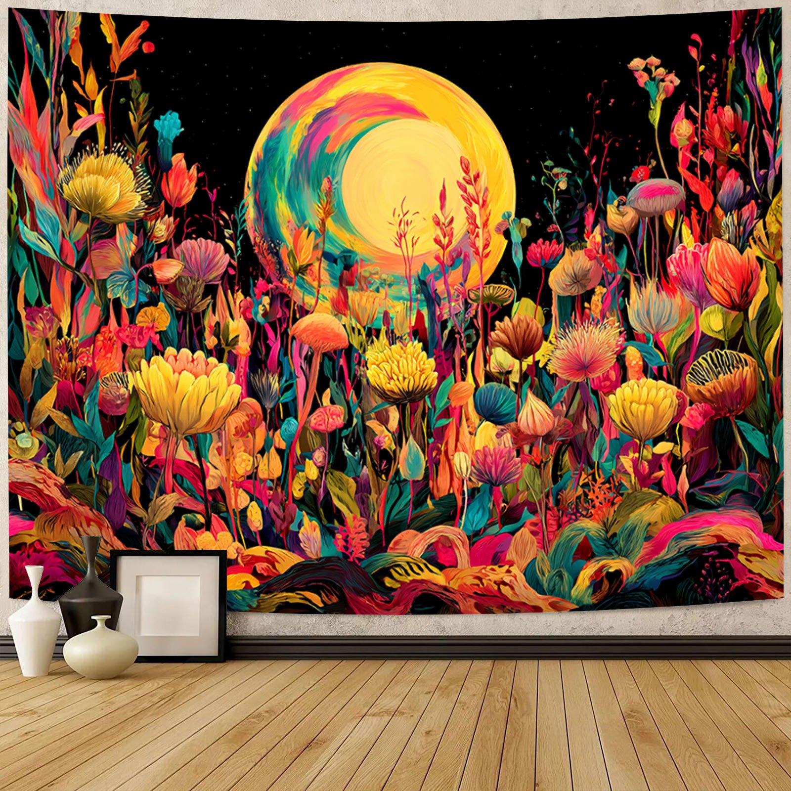

Fantasy Moonlit Flower Scenery Digital printing polyester wall hanging tapestry decorative Living room bedrooms background gift 74x94cm(29x37in)