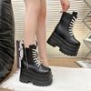 Fashion 14CM New Ankle Booties Shoes Punk Natural Boots Women Motorcycle Boots Platform Ladies Fashion Botas Winter Autumn Plus Size 43