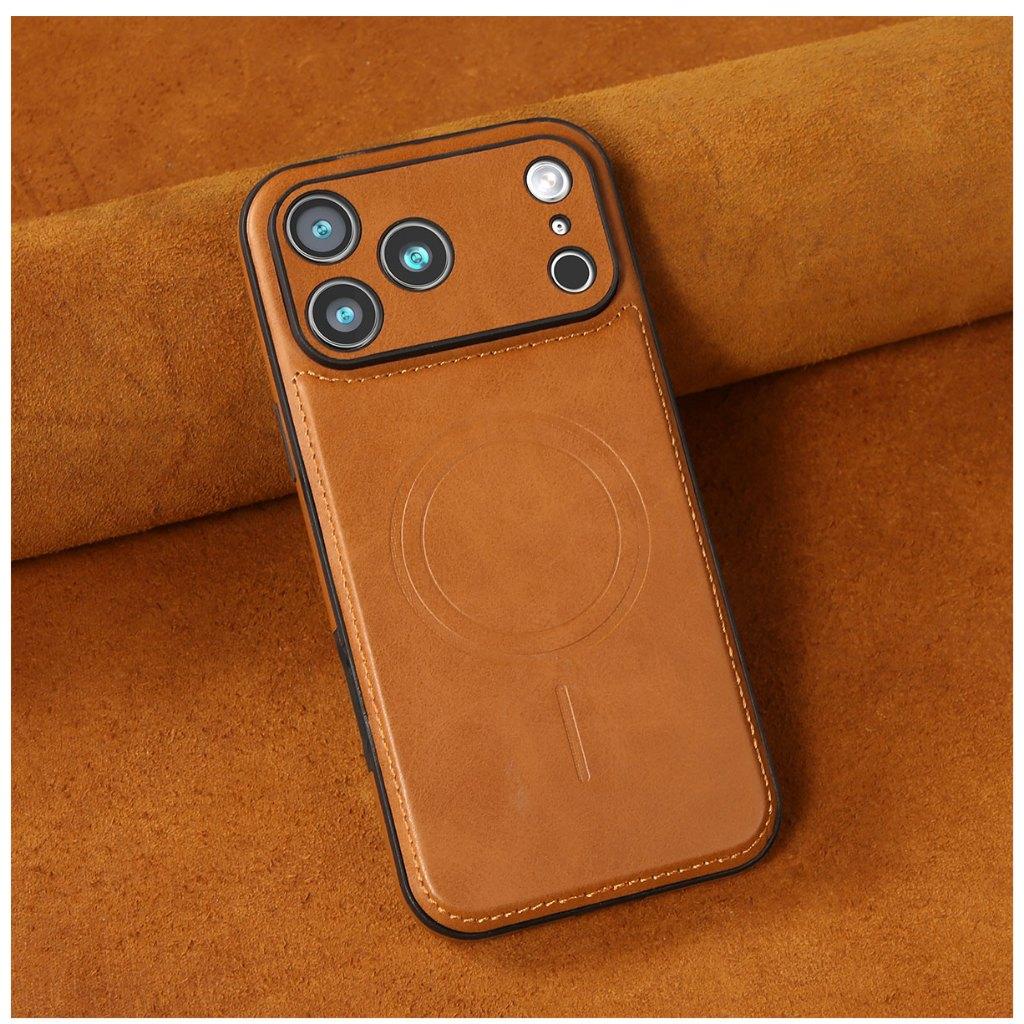 Retro Leather Magnetic Charging Case For iPhone 12 13 14 15 16 17 Pro Max Air 14 Plus Luxury Camera Protection Ultra Thin Cover