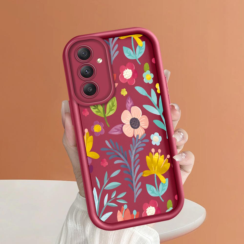 Coque de téléphone en Silicone souple, motif d'impression d'échelle carrée, couverture complète d'appareil photo, Protection antichoc, étui en caoutchouc pour Samsung