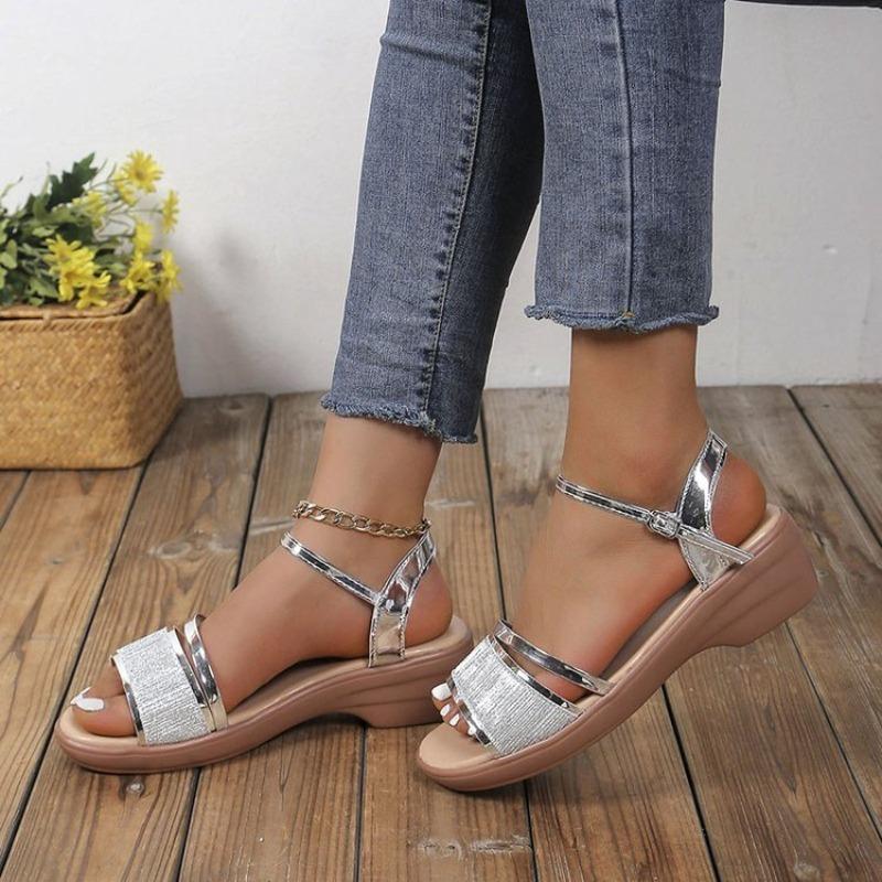 2026 New Women Sandals Luxury Sexy Women's Sandals Summer Platform Wedges Shoes Women Fashion Gold Silver Sandalias Size 35-43