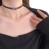Minimal Black Belt Buckle PU Choker, Korean Versatile Short Neck Collar for Women