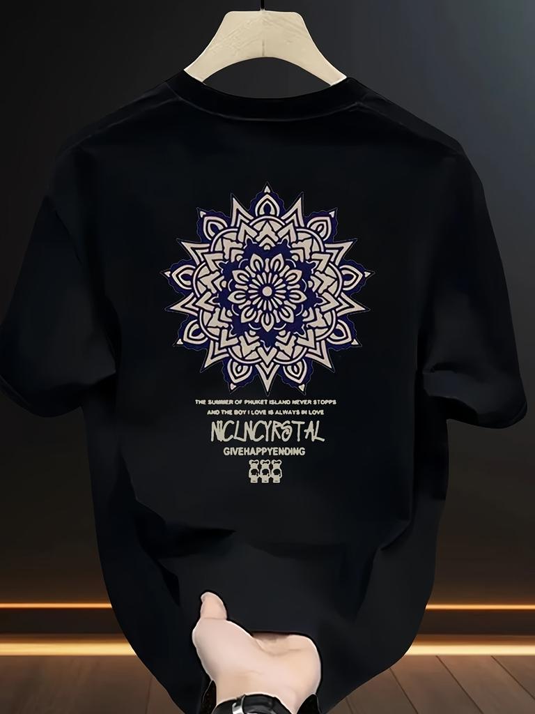 MenS 100 Cotton Casual ShortSleeve TShirt with a Round Neck Trendy Design Versatile for Summer Featuring Print Patterns