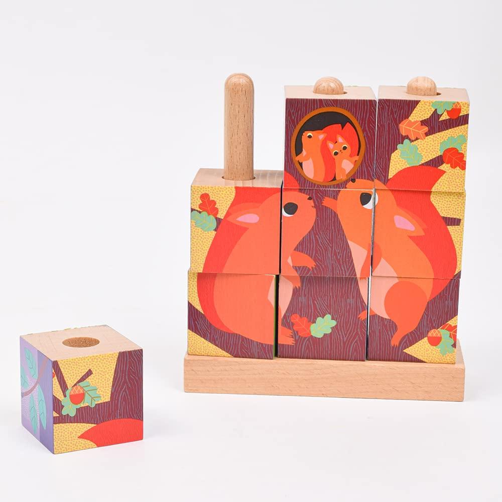 DJECO Forest 3D Wooden Building Picture Educational Toy with Animal Montessori Ages and Boys and Baby Gift for Baby Kindergarten Summer Kids Puzzle-Up