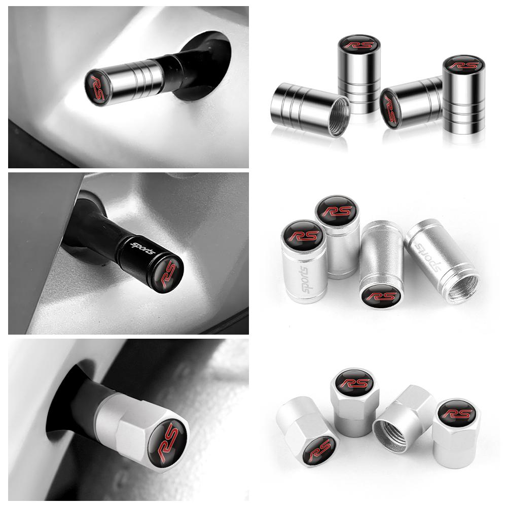 4Pcs Dustproof Caps Car Tire Valve Stem Caps For Ford RS Mondeo Explorer Edge Focus Fiesta Kuga Transit Ecosport Escape Mustang