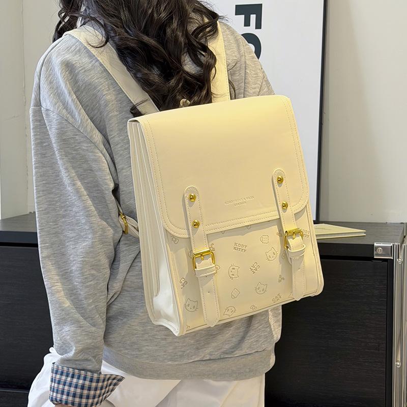 Schoolbag retro British style backpack 1011 new large-capacity embossed cat Japanese college style fashion versatile backpack