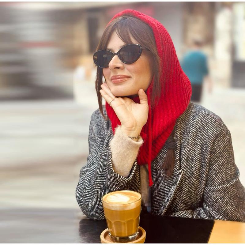 Ear Protection Hat One-piece Ladies Solid Color Knitted Warm Hat Multi-color Optional Hooded Scarf Autumn and Winter New Hat