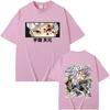 Anime Demon Slayer Uzui Tengen Double Sided Graphic Tshirt Men Women Casual Oversized Crewneck T-shirt Male Vintage Streetwear