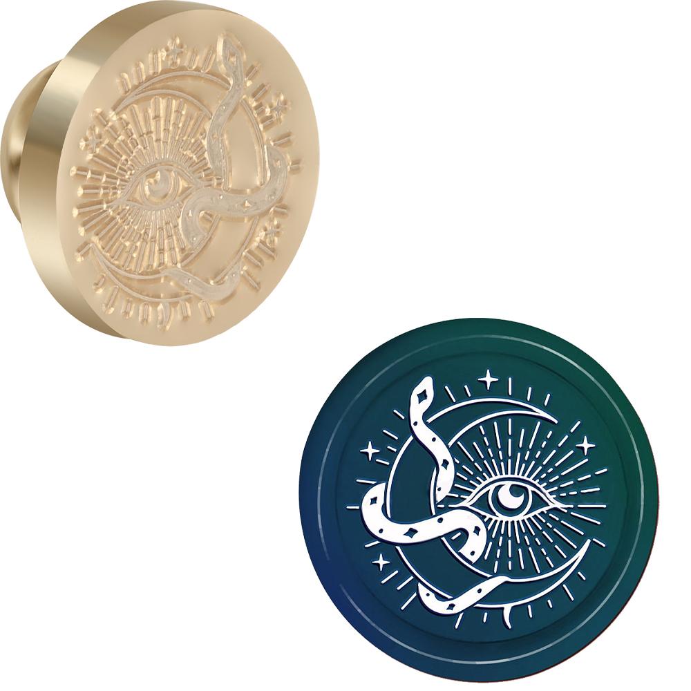 Moon and Animals Series Wax Seal Stamp Snake Elephant Cat Unicorn Replaceable Sealing Wax Stamp 25mm Brass Head for Halloween