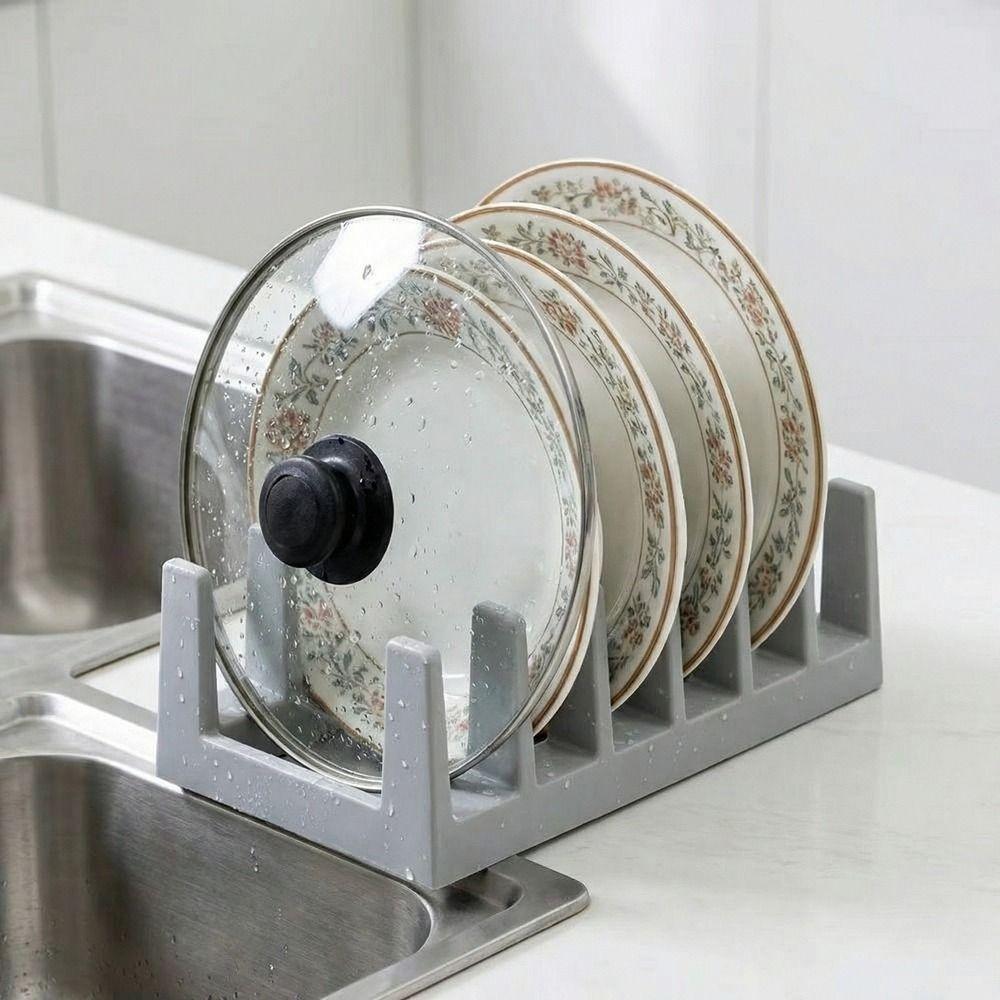 Draining Pot Lid Holder 6-Tier Spoon Holder Multi-Purpose Cutting Board Rack  Cabinet Storage