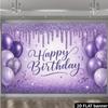 One 2D Flat Purple Glitter Background Cloth for Birthday Celebration Suitable for Birthday Parties and Themed Events.