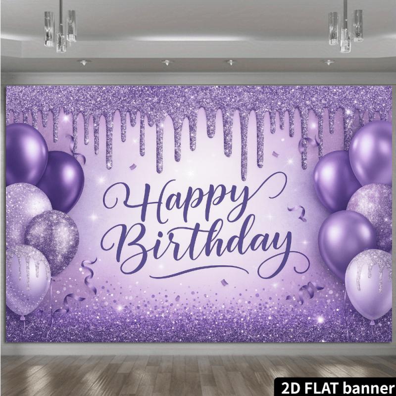 One 2D Flat Purple Glitter Background Cloth for Birthday Celebration Suitable for Birthday Parties and Themed Events.