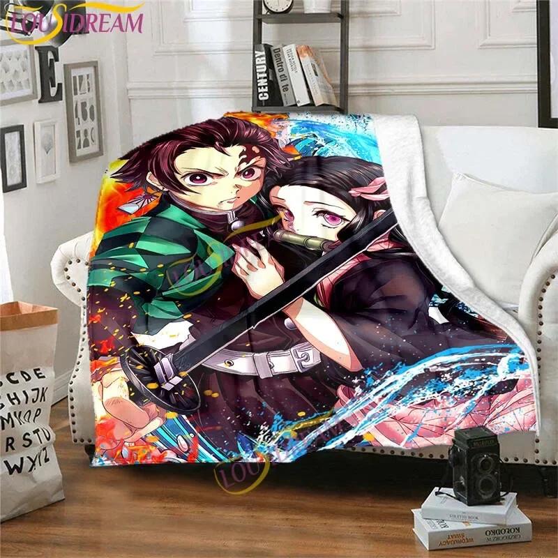 Japanese Anime Demon Slayer Printed Blanket Living Room Bedspread Sofa Travel Office Throw Blanket Quilt 5 Size