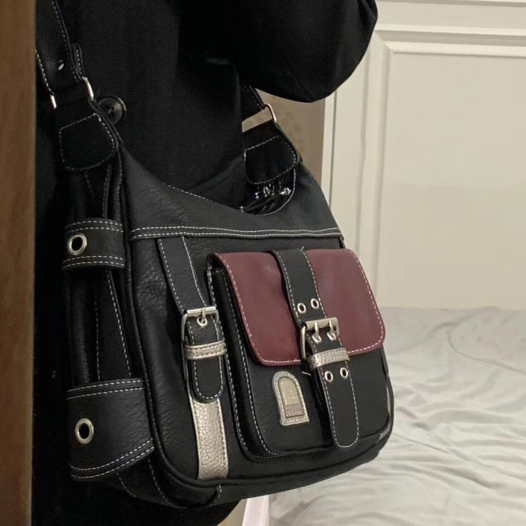 Vintage Medieval Bag Personality Soft Leather Motorcycle Bag Women's Cross-shoulder Crossbody Bag