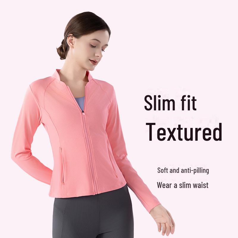 Women's Quick-Dry Long-Sleeve Yoga Jacket with Stand Collar