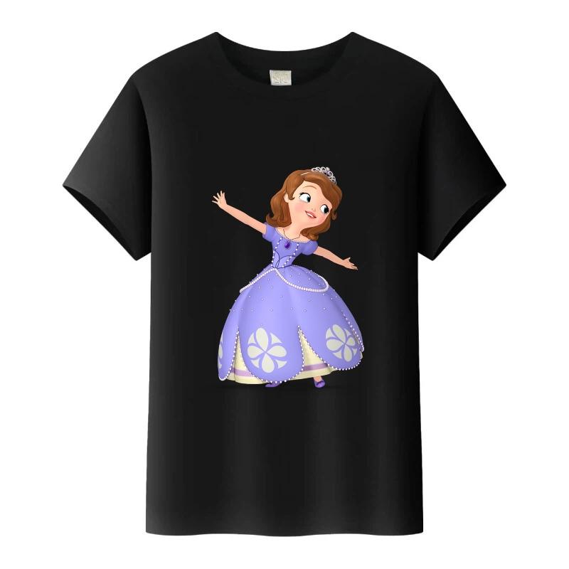 Disney Sofia První Princezna Kreslená Trička Dívčí Kulatý Výstřih Top Tričko Y2k Volné Halenky Harajuku Tričko Letní Oblečení Dárek
