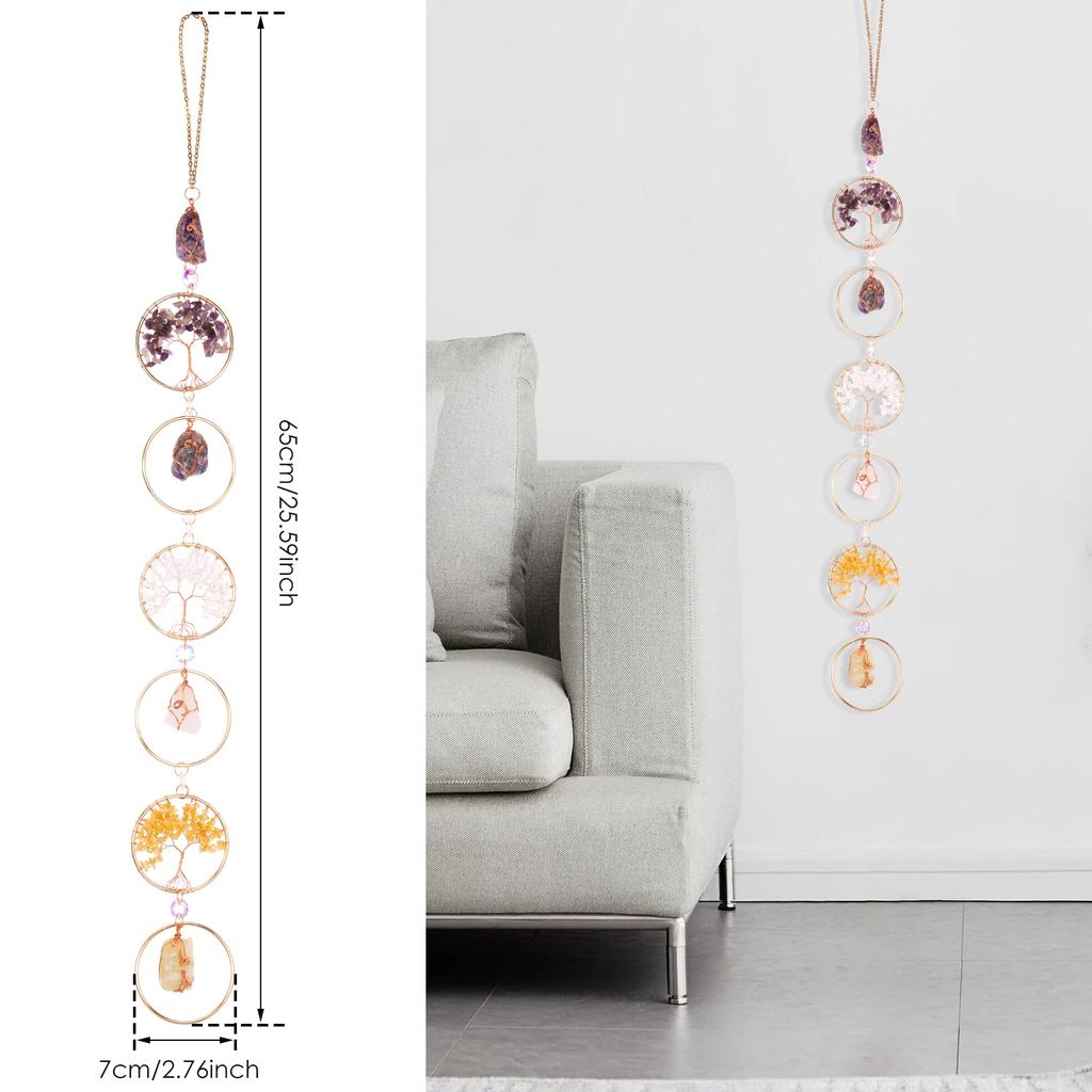 Crystal Wall Pendant Decor Crystals Wind Chime Hanging Decor Beautiful Raw Stone Hanging Chakra for Home Window Entryway Hallway