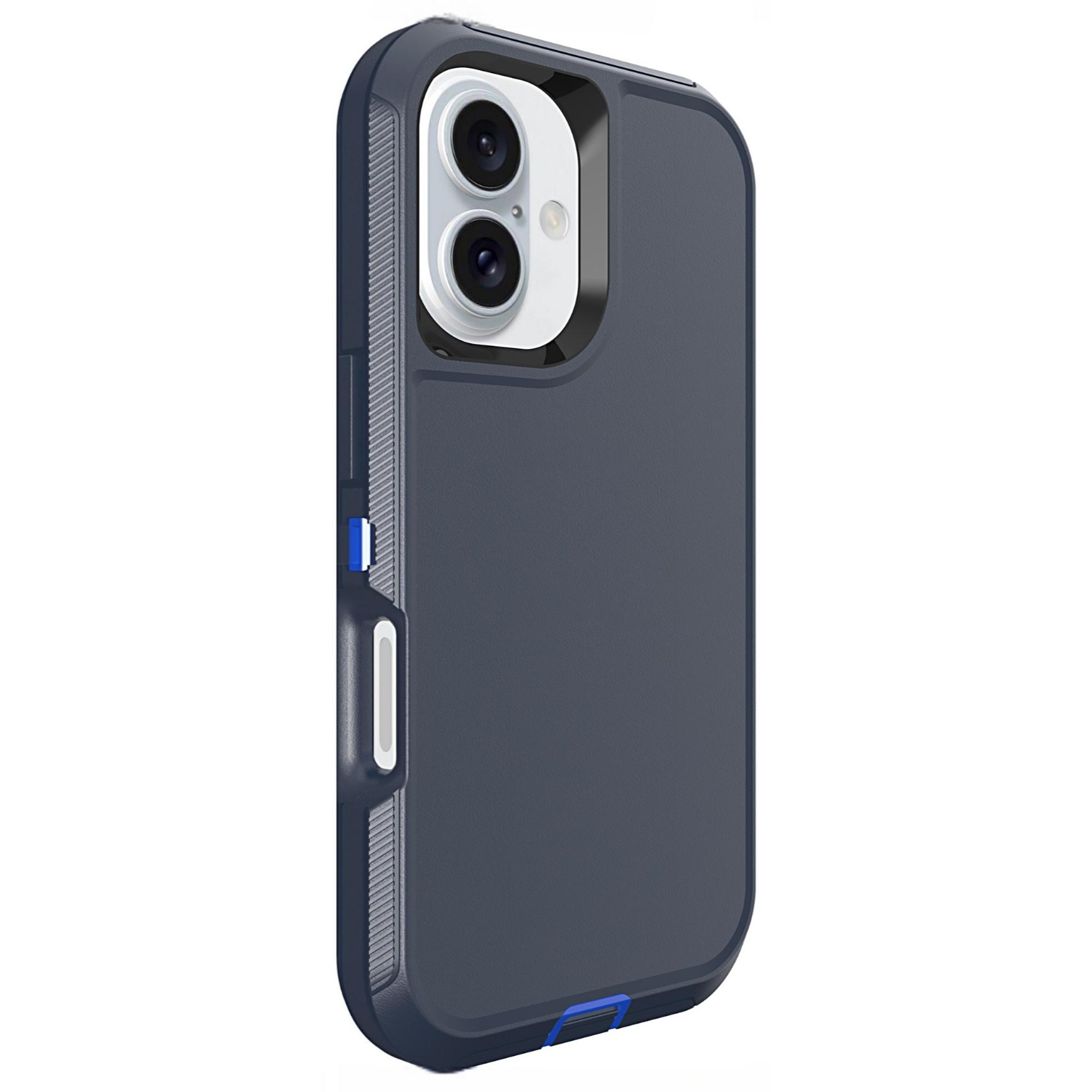 

For iPhone 16 Case 3 in 1 Detachable Shockproof Anti Slip TPU+PC Phone Back Cover Dark Blue/Sapphire