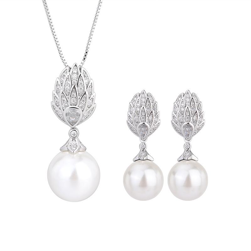 Jewelry Copper Bottom Gold-Plated Inlaid Fritillary Pearl Diamond Simple Wind White Bead Set 14Mm12Mm