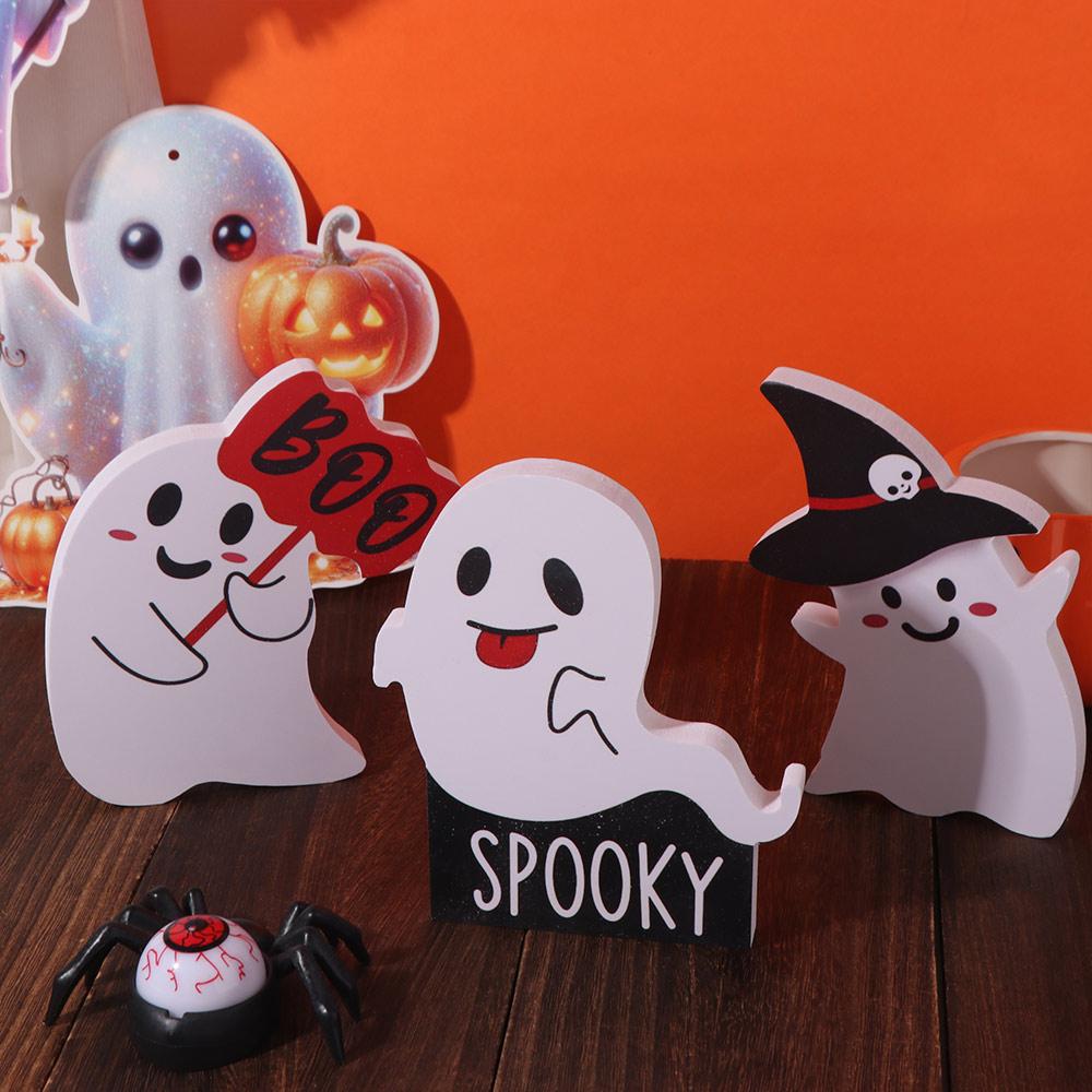 3Pcs/Set Creative Halloween Tiered Tray Decorations Cartoon Halloween Ghost Decor  Desk Decor