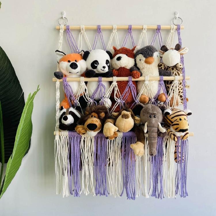Modisches Lagerregal 2-stöckiges Holz Spielzeug-Aufbewahrungsnetz für Kinderzimmer Ornamente