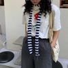 Women Spring Summer Stripe Pattern Scarf Thin Neckerchief Y2k Style Colorful Thin Knitted Neck Guard Lightweight