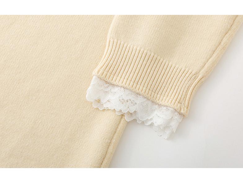 Plus Size V-neck Tie-up Lace Knit Wool Dress - 2025 Winter Style
