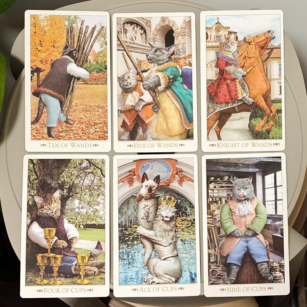 The Baroque Bohemian Cats’ Tarot Deck 12*7cm, 79-Card Feline Fantasy Vintage Baroque Style Cat Tarot Double-embossed