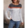 T-shirt da Donna alla Moda a Maniche Lunghe con Stampa a Righe Retrò, Cartoni Animati, Comoda, Casual, Sportiva, Larga, Versatile, Girocollo