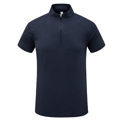 Men's Half Zip Polo Shirt Sports Quick Drying Short Sleeved Summer Outdoor Hiking Stand Up Collar T-shirt