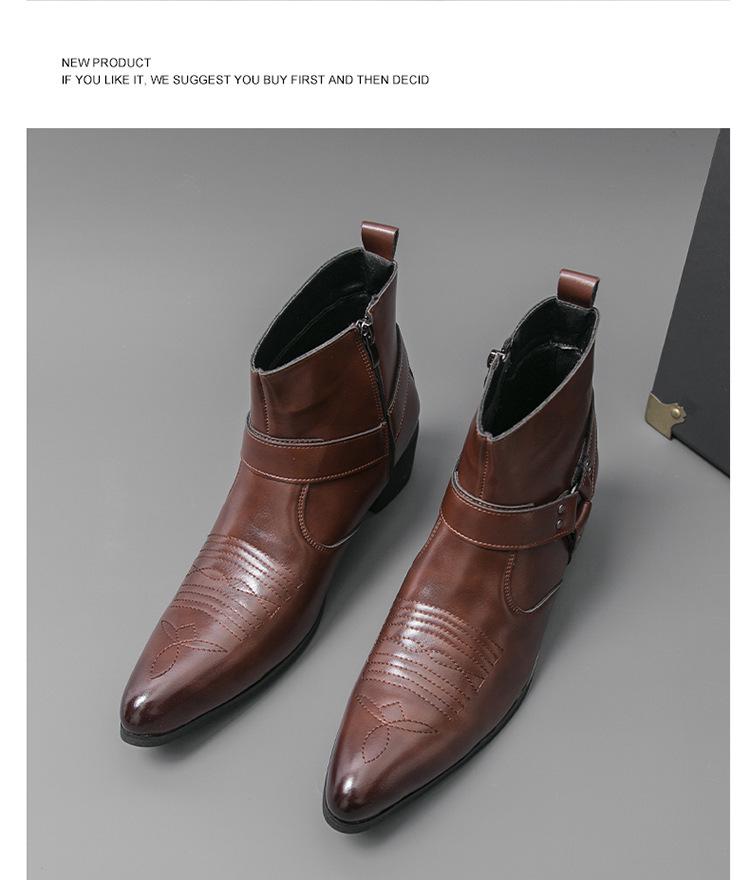 Men's Pointed Toe High-top Chelsea Boots – Large Size British Style Leather Casual Shoes
