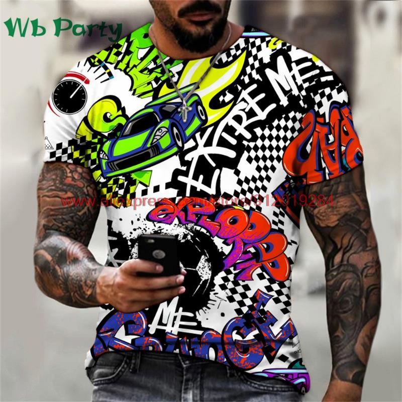 Popular 3D Men's T-Shirt Funny Graffiti Pattern Print Mens Clothing T-Shirts for Men Short Sleeve Tee Men's Summer Fashion Tops