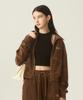 Oddstudio Os Logo Velour Semi-Crop Zip-Up - Brown