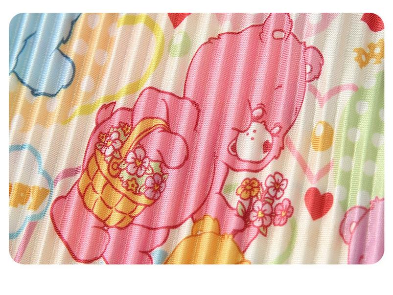 Pleated High-Waist Cartoon Print Summer Pants - Women's Loose Fit, Colorful Casual Style