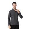 Men's Long Sleeve Half-Zip Sports Tee - Solid Color Stand Collar for Running and Fitness