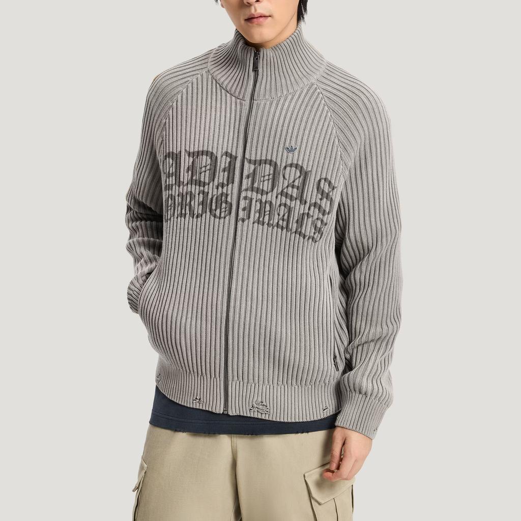 Adidas Originals Cotton Loose Fit Zip Long Sleeve Knit Sweater Men Sweater KR5057