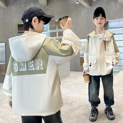 Boys Fashion Hooded Coat 2025 Spring and Autumn Children Handsome Parka Trench Coat