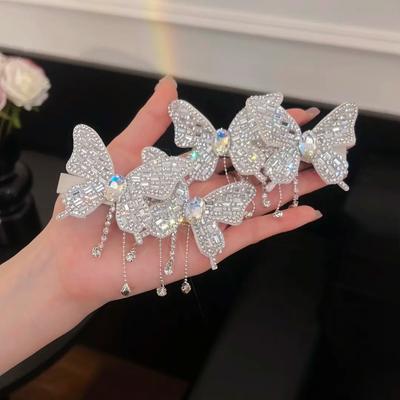 Diamond Butterfly Side Clip Hairpin Exquisite Light Luxury High-end Niche Design Duck Bill Clip Temperament Versatile Earrings