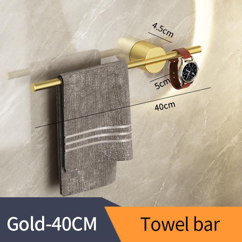 Black Towel Holder Aluminium Alloy Bathroom Towel Hanger Waterproof Towel Bar SS Gold Rack Shelf Accessories 811783